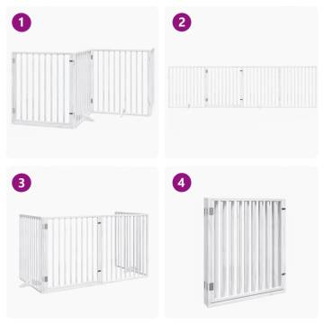 Foldable Dog Gate with Door - 320 cm White Poplar Wood