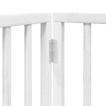 Foldable Dog Gate with Door - 320 cm White Poplar Wood