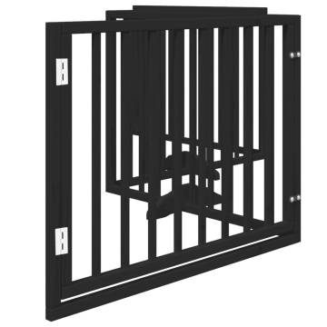 Dog Gate with Door - Foldable 4 Panels Black 320 cm | HipoMarket