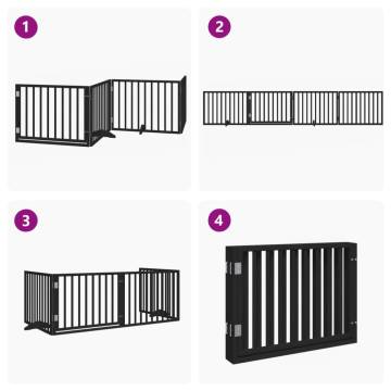 Dog Gate with Door - Foldable 4 Panels Black 320 cm | HipoMarket