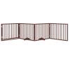 Foldable 4-Panel Dog Gate with Door - Brown Poplar Wood 320 cm