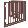 Foldable 4-Panel Dog Gate with Door - Brown Poplar Wood 320 cm