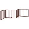 Foldable 4-Panel Dog Gate with Door - Brown Poplar Wood 320 cm