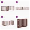 Foldable 4-Panel Dog Gate with Door - Brown Poplar Wood 320 cm