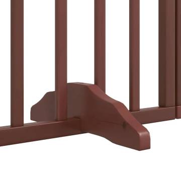 Foldable 4-Panel Dog Gate with Door - Brown Poplar Wood 320 cm