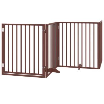 Dog Gate with Door - Foldable 4 Panels Brown 320 cm | HipoMarket