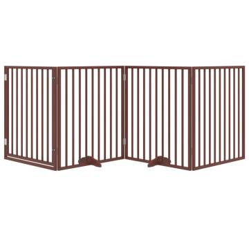 Dog Gate with Door - Foldable 4 Panels Brown 320 cm | HipoMarket