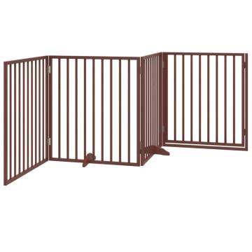 Dog Gate with Door - Foldable 4 Panels Brown 320 cm | HipoMarket