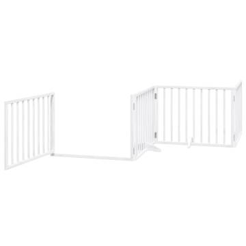 Foldable Dog Gate with Door - 320 cm Poplar Wood | HipoMarket