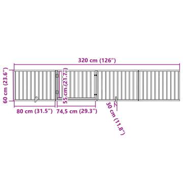 Foldable Dog Gate with Door - 320 cm Poplar Wood | HipoMarket