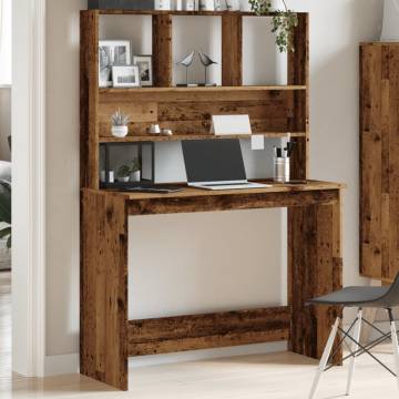 Old Wood Desk with Shelves - Stylish & Space-Saving