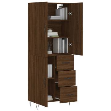 Stylish Highboard Brown Oak - 69.5x34x180 cm | HipoMarket