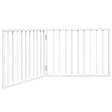 Foldable Dog Gate - 2 Panels White Poplar Wood | HipoMarket