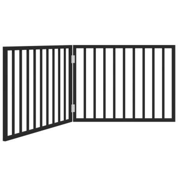 Foldable Dog Gate - 2 Panels Black Poplar Wood | HipoMarket