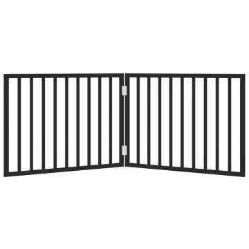 Foldable Dog Gate - 2 Panels Black Poplar Wood | HipoMarket