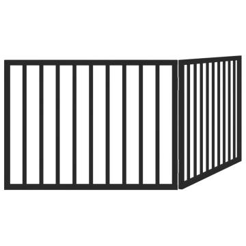 Foldable Dog Gate - 2 Panels Black Poplar Wood | HipoMarket