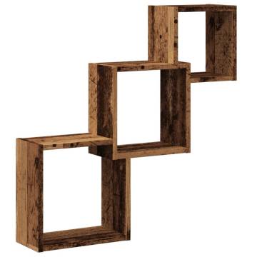 Wall Cube Shelves - Old Wood Engineered Wood | 68x15x68 cm