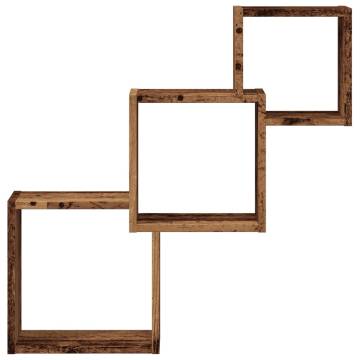 Wall Cube Shelves - Old Wood Engineered Wood | 68x15x68 cm