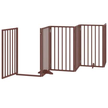 Foldable Dog Gate with Door, 6 Panels, Poplar Wood - 300 cm