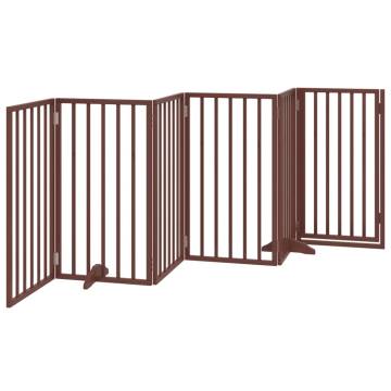 Foldable Dog Gate with Door, 6 Panels, Poplar Wood - 300 cm