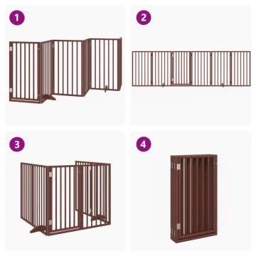 Foldable Dog Gate with Door, 6 Panels, Poplar Wood - 300 cm