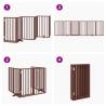 Foldable Dog Gate with Door, 6 Panels, Poplar Wood - 300 cm