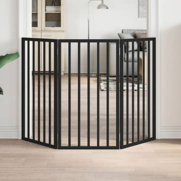 Foldable Dog Gate - 3 Panels Black 150 cm Poplar Wood