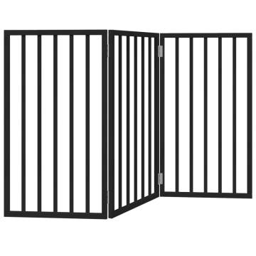 Foldable Dog Gate - 3 Panels Black 150 cm Poplar Wood