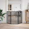 Foldable Dog Gate - 3 Panels Black 150 cm Poplar Wood