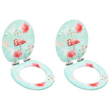 Flamingo Design WC Toilet Seats with Soft Close Lid - 2 pcs