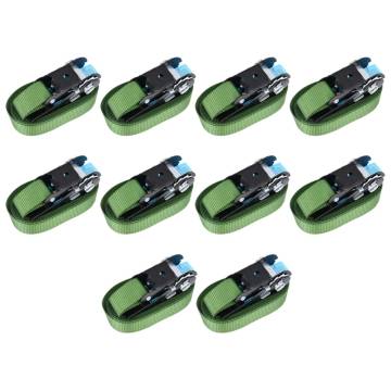 Heavy-Duty Ratchet Tie Down Straps - 10 pcs 800 daN Green