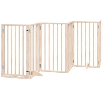 Foldable 6 Panel Dog Gate with Door - 300 cm Poplar Wood