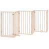 Foldable 6 Panel Dog Gate with Door - 300 cm Poplar Wood