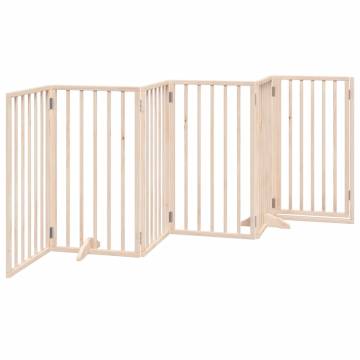 Foldable 6 Panel Dog Gate with Door - 300 cm Poplar Wood