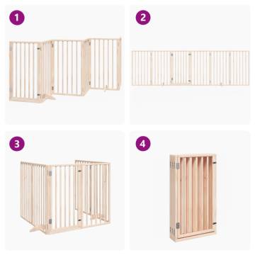 Foldable 6 Panel Dog Gate with Door - 300 cm Poplar Wood