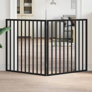 Foldable Dog Gate - 2 Panels Black Poplar Wood | HipoMarket