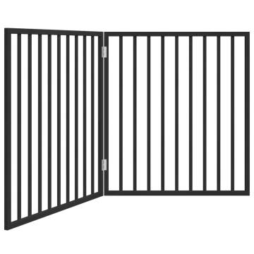 Foldable Dog Gate - 2 Panels Black Poplar Wood | HipoMarket