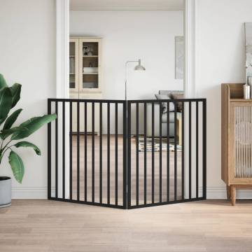 Foldable Dog Gate - 2 Panels Black Poplar Wood | HipoMarket