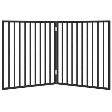 Foldable Dog Gate - 2 Panels Black Poplar Wood | HipoMarket