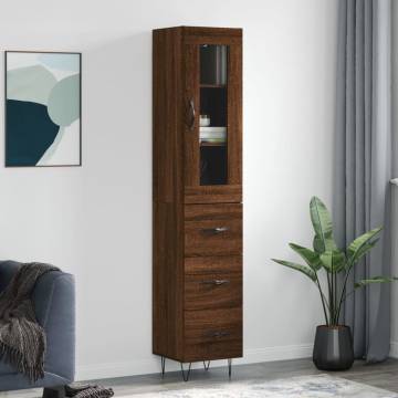 Stylish Highboard Brown Oak - 34.5x34x180 cm | HipoMarket