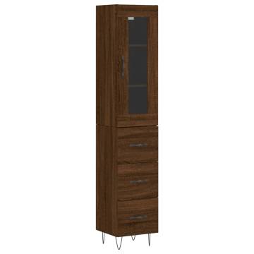 Stylish Highboard Brown Oak - 34.5x34x180 cm | HipoMarket