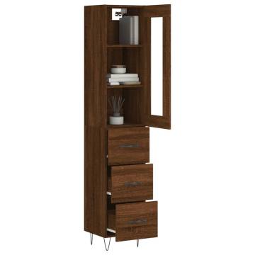 Stylish Highboard Brown Oak - 34.5x34x180 cm | HipoMarket