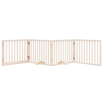 Foldable Dog Gate with Door - 4 Panel - 320 cm Poplar Wood