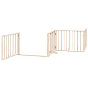 Foldable Dog Gate with Door - 4 Panel - 320 cm Poplar Wood