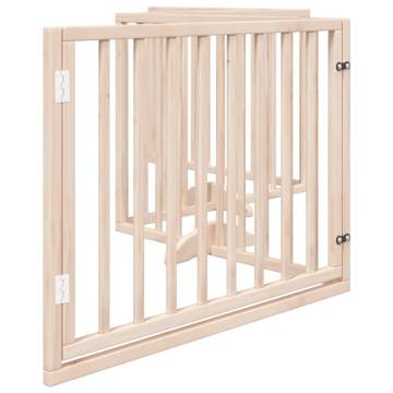 Foldable Dog Gate with Door - 4 Panel - 320 cm Poplar Wood