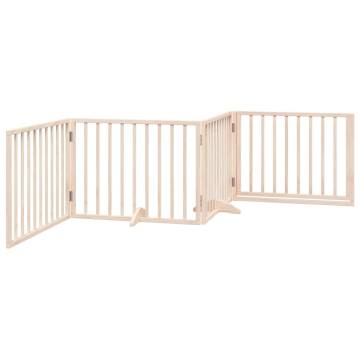 Foldable Dog Gate with Door - 4 Panel - 320 cm Poplar Wood