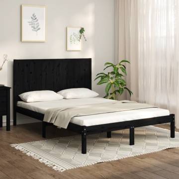 Black Solid Wood Pine Bed Frame 120x190 cm - Modern Design