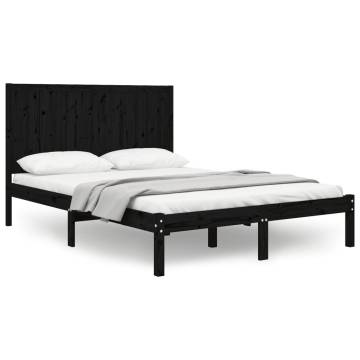 Black Solid Wood Pine Bed Frame 120x190 cm - Modern Design