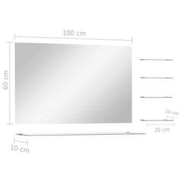 Elegant Wall Mirror with 5 Shelves - 100x60 cm Silver