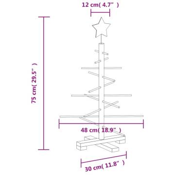 Wooden Christmas Tree Decoration - 75 cm Solid Pine Wood